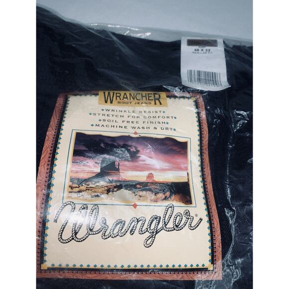 Wrangler Rancher Boot Jeans Regular Fit Tag Size 48 x 32 Black Polyester NWT - Picture 1 of 6